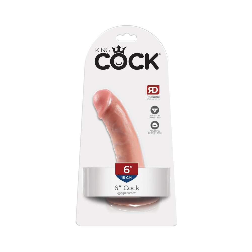 King Cock 6 in. Cock Realistic Dildo With Suction Cup Beige